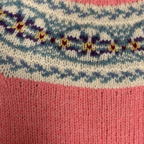 Ralph Lauren Fair Isle Lambs Wool Cashmere Pink Sweater Women's Large - Picture 7 of 10